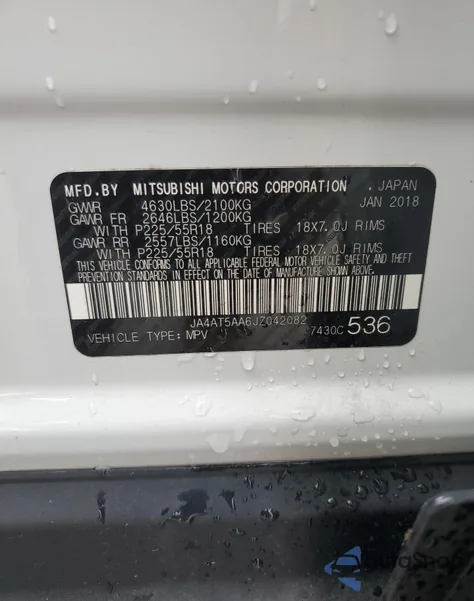 2018 Mitsubishi Eclipse Cross Se из США, поврежденный, VIN JA4AT5AA6JZ042082